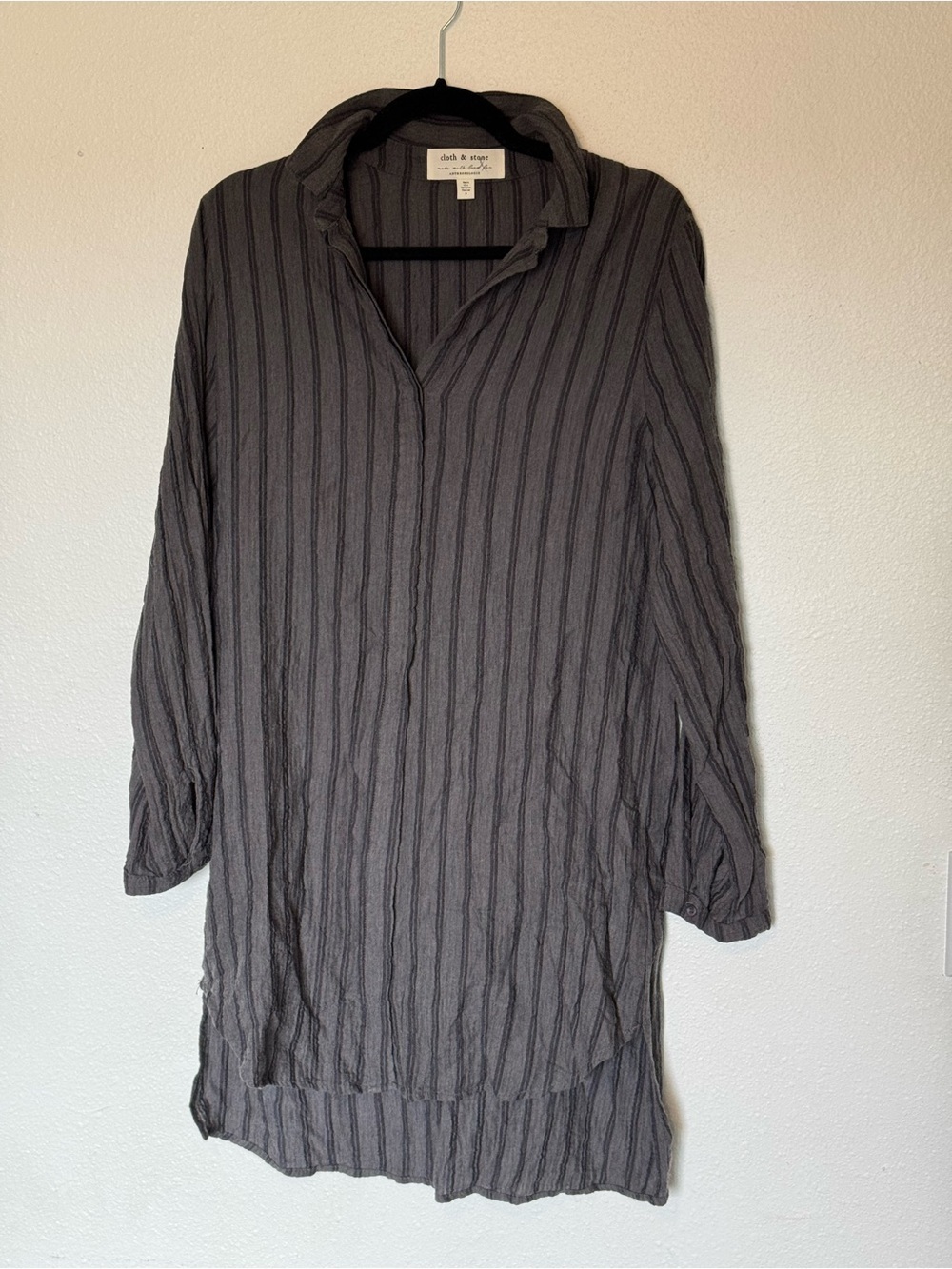 Anthropologie Cloth & Stone Striped Tunic - Charcoal